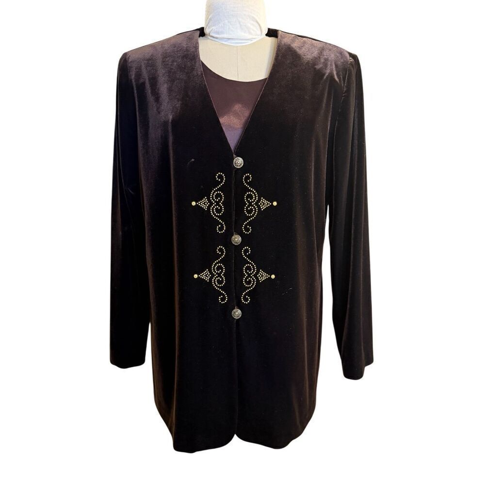 R & M Richards Velvet Cocktail Top/Jacket Faux Shell Plus Sz. 18 Holidays Party - Picture 4 of 8